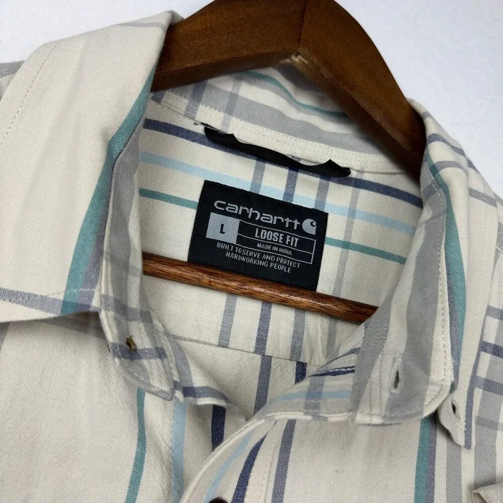 Carhartt Loose Fit Plaid Cotton Work Shirt Large
